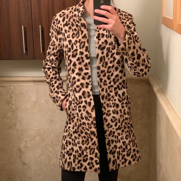 H&M Jackets & Blazers - Leopard Print Coat Jacket with pockets